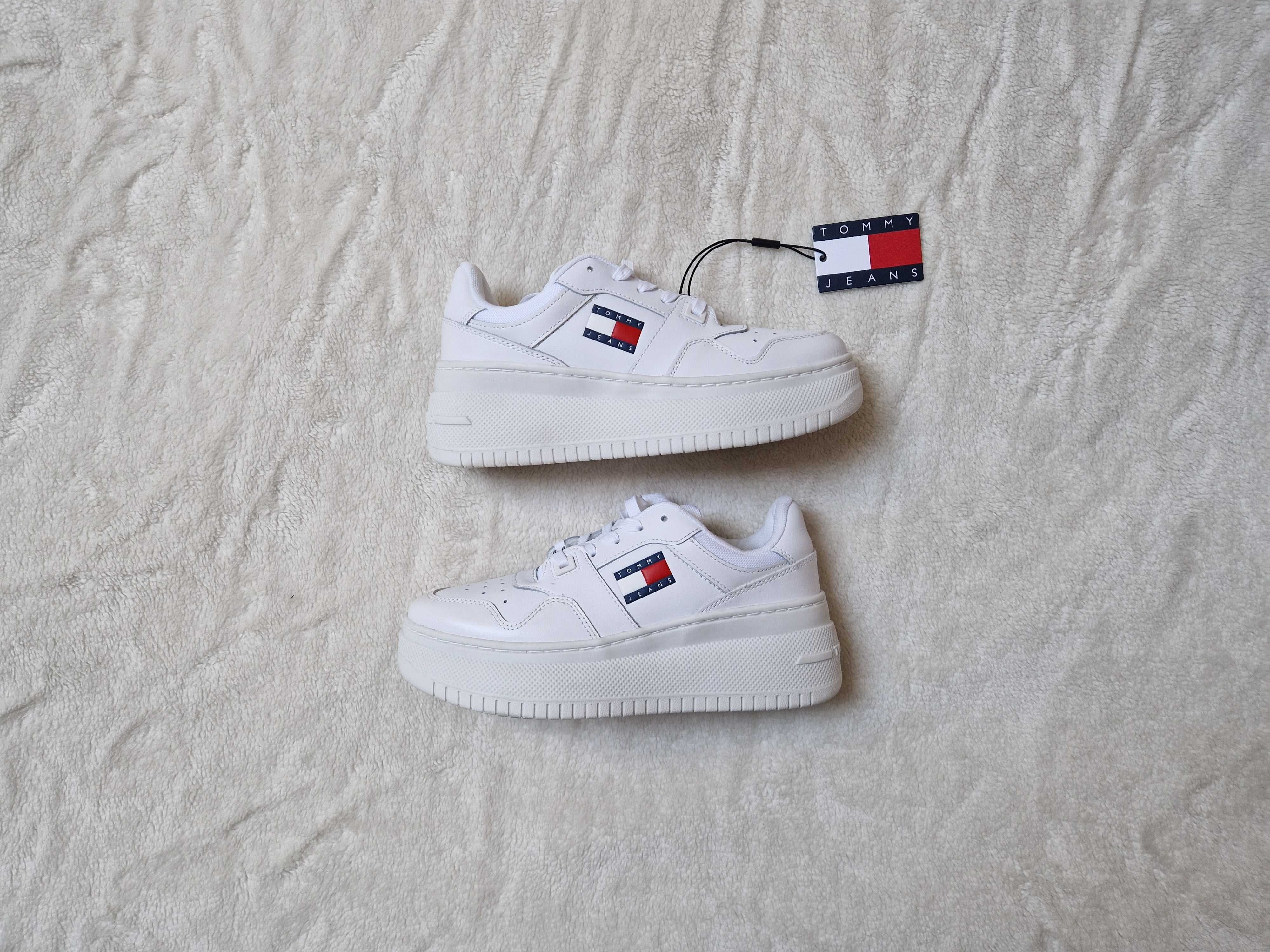 Nowe białe damskie buty sportowe na platformie Tommy Hilfiger rozm 37