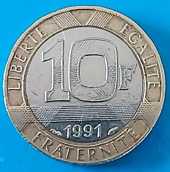 Moeda de 10 francos, de 1991, França