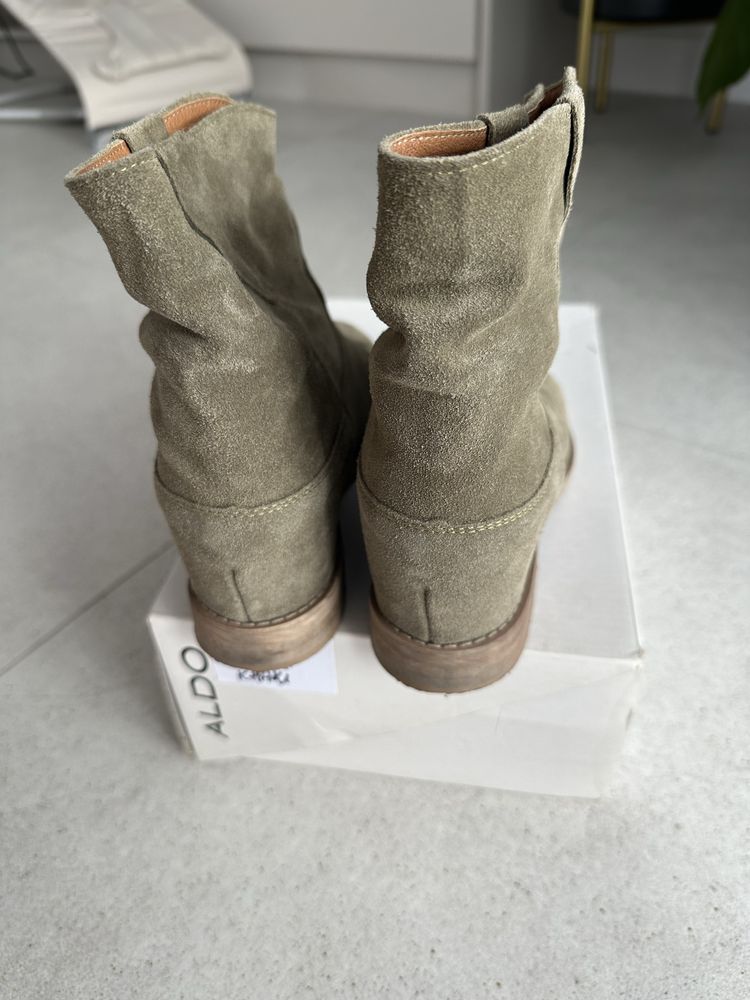 Gianmarko laurella botki z zamszu naturalnego 37 ukryty koturn khaki