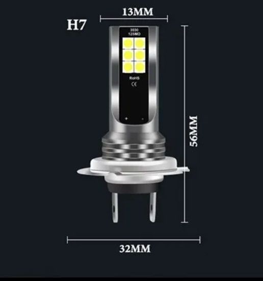 Led лампи H7. Ярко біле світло. 

Алюмінієвий корпус, 2 шт.
6500-7500