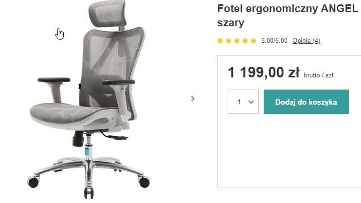 Fotel ergonomiczny ANGEL biurowy obrotowy kalistO szary