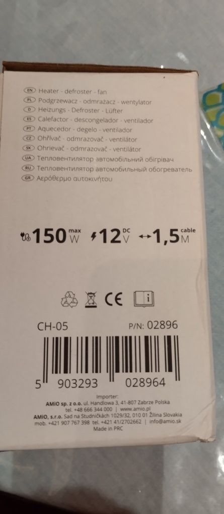 Termoventilador 12 v ar quente