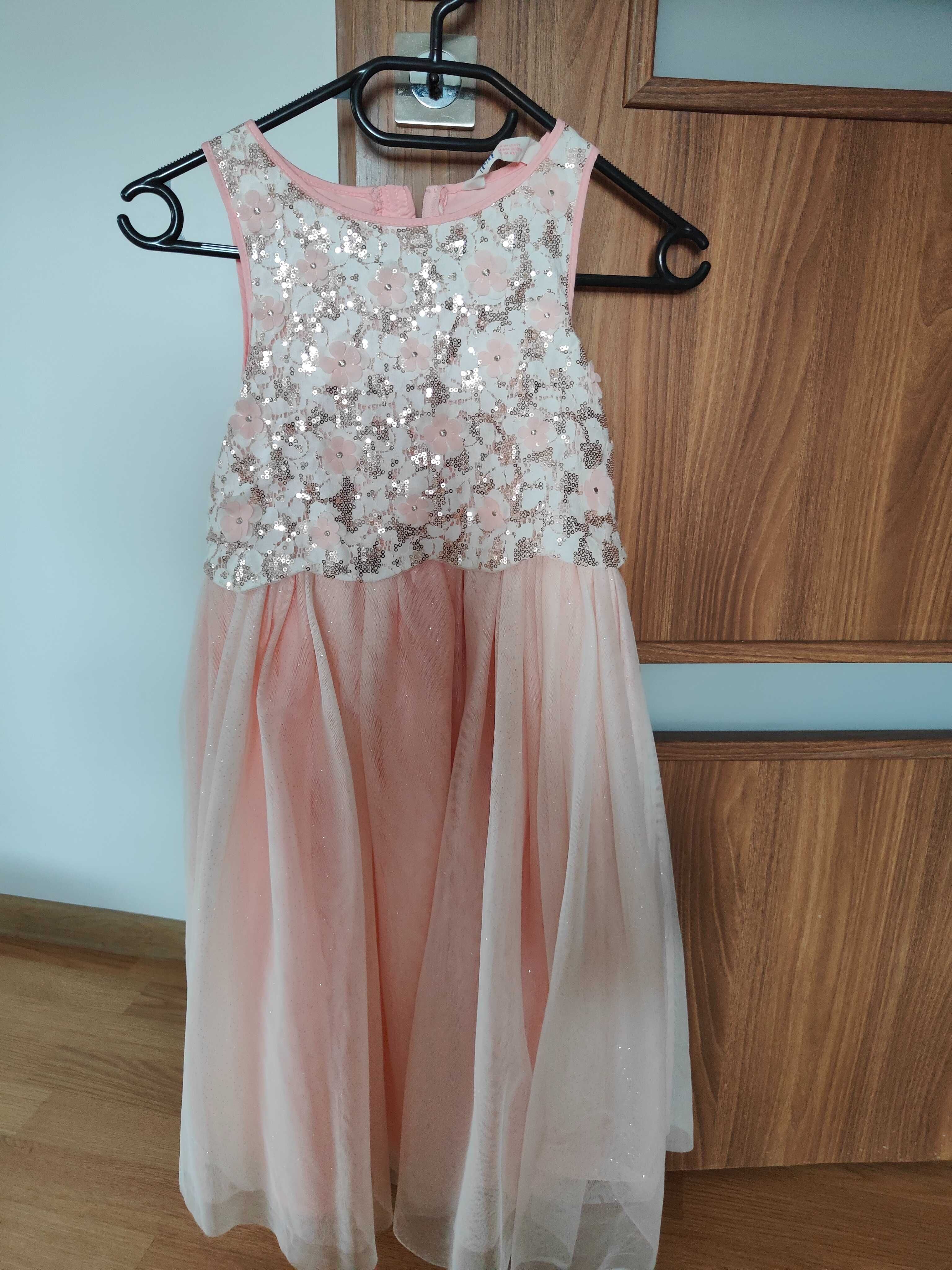 Sukienka dziewczęca H&M pudrowy róż rozmiar 134, 8-9 lat
