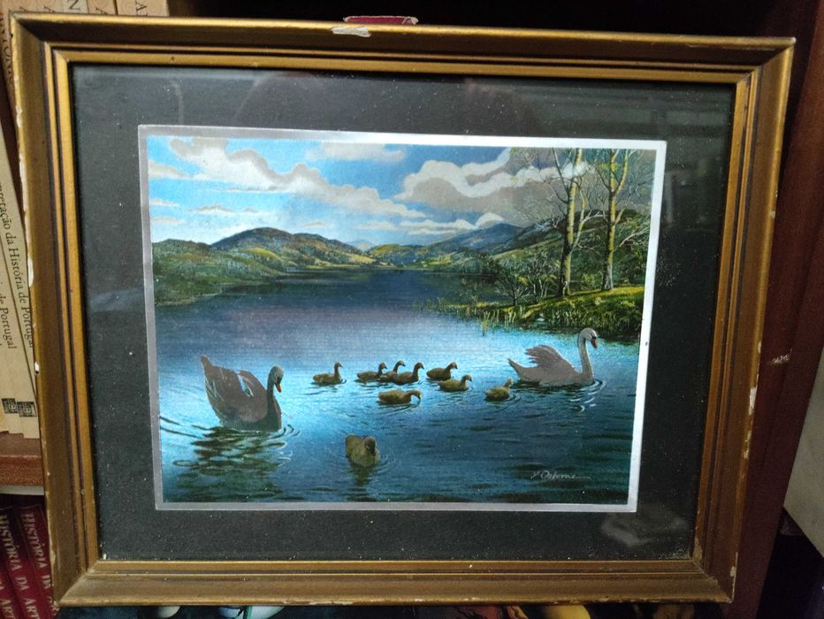 2 quadros arte em folha metalica Vintage assinado F.Osborne