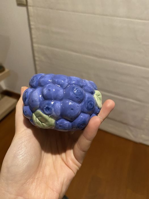 Suporte porta velas mirtilos para vela luminária cerâmica frutas