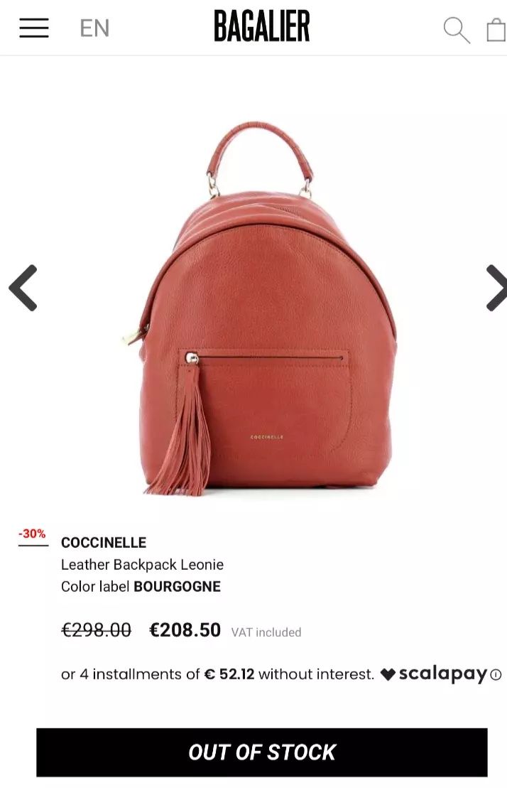 Coccinelle рюкзак красный кожаный