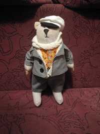 Іграшка м'яка ведмедик у костюмі Остапа Бендера ручної роботи