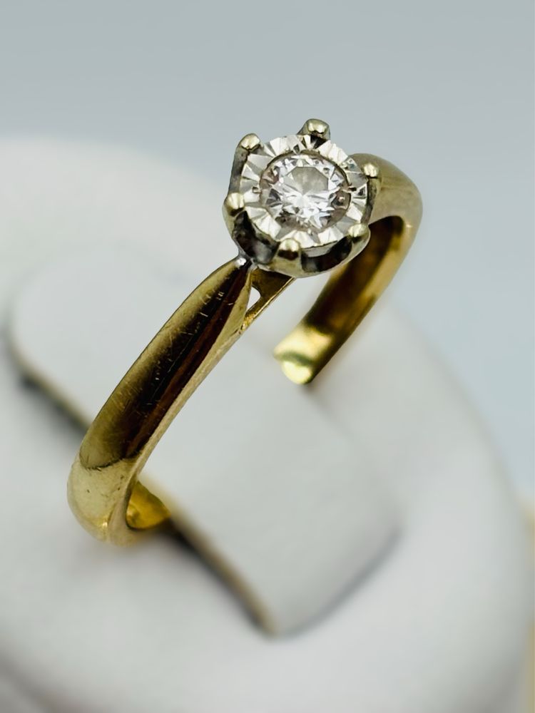 Pierścionek Złoty z Brylantem 0.15ct 585/14k 2.03g roz13 Certyfikat