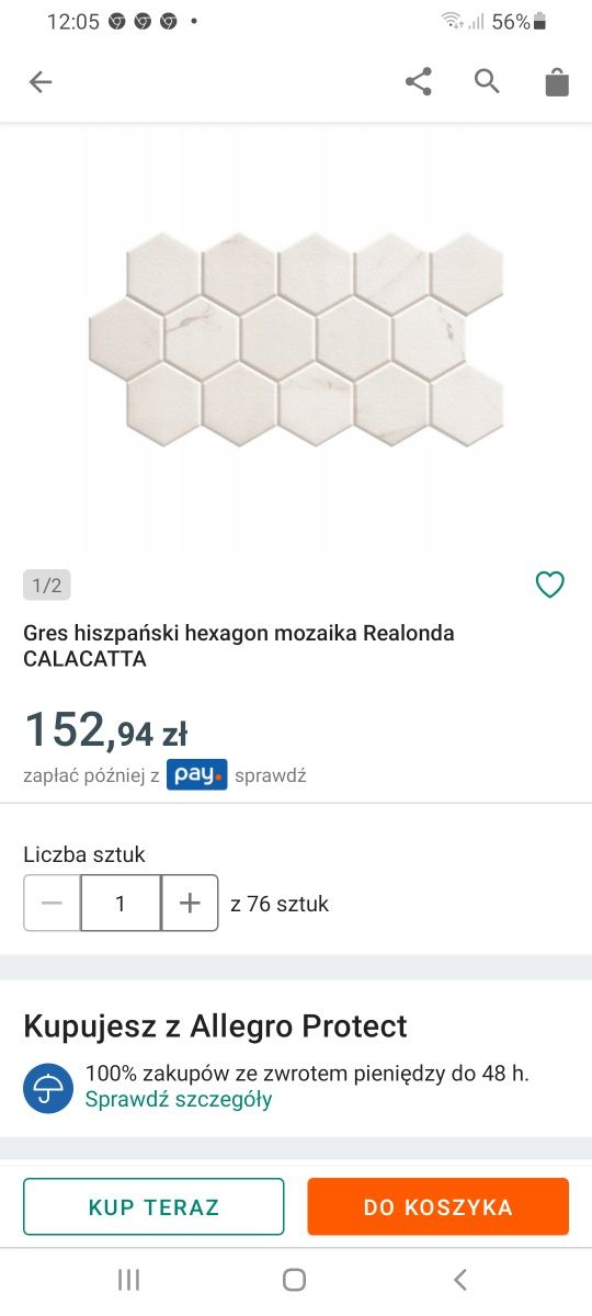 Płytki gresowe heksagon