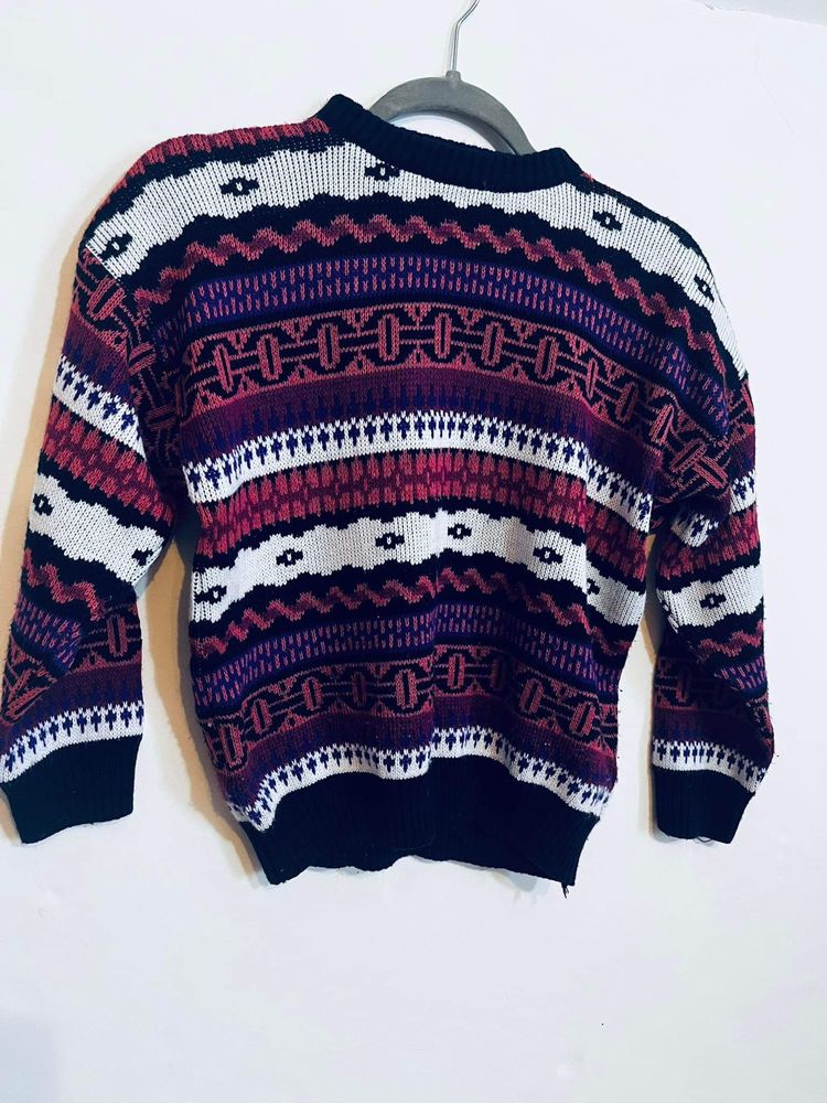 Fioletowy swererek sweter dzieciecy chlopiecy dziewczecy retro vintage