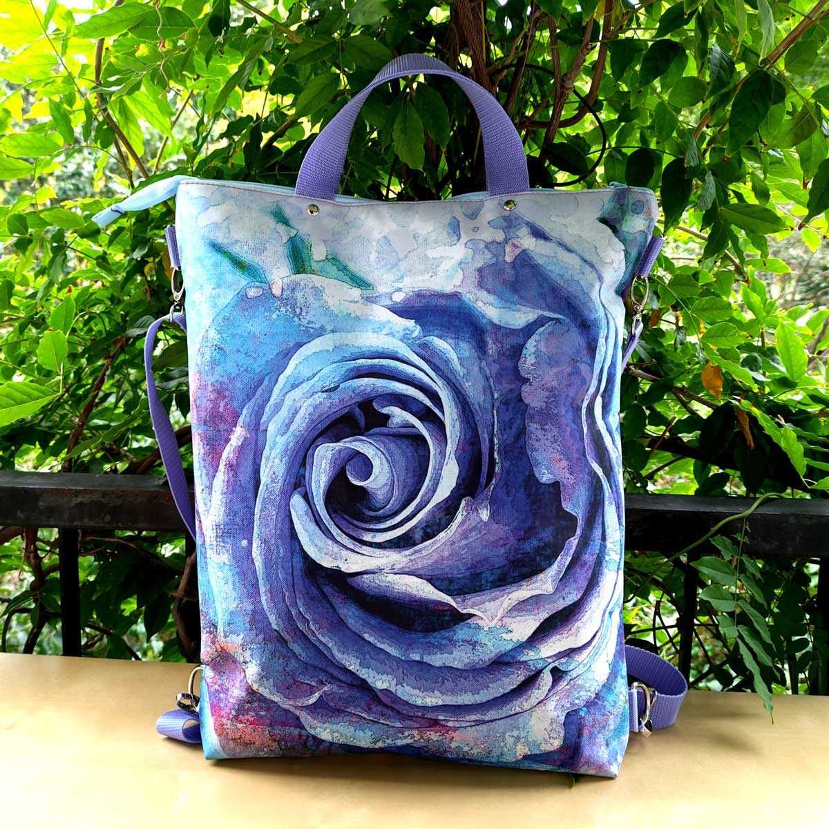 Torba-plecak wodoodporna Rose Blue in Purple hand made