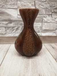 Piękny wazon PRL flakon terakota szkliwiony