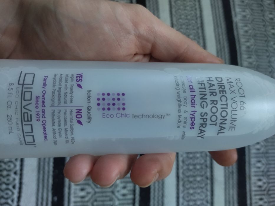 Спрей giovanni для об'єму без сульфатів, з натуральними складниками.