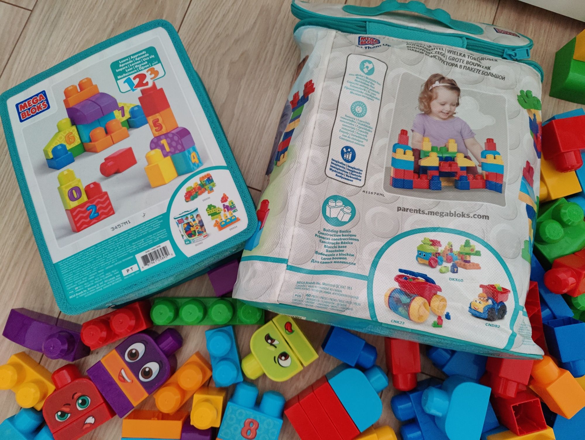 Klocki Mega Bloks Fischer Price ok. 100 sztuk, 3 zestawy