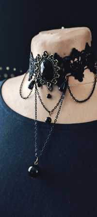 Alternative Victorian Goth bawełniany choker z zawieszką