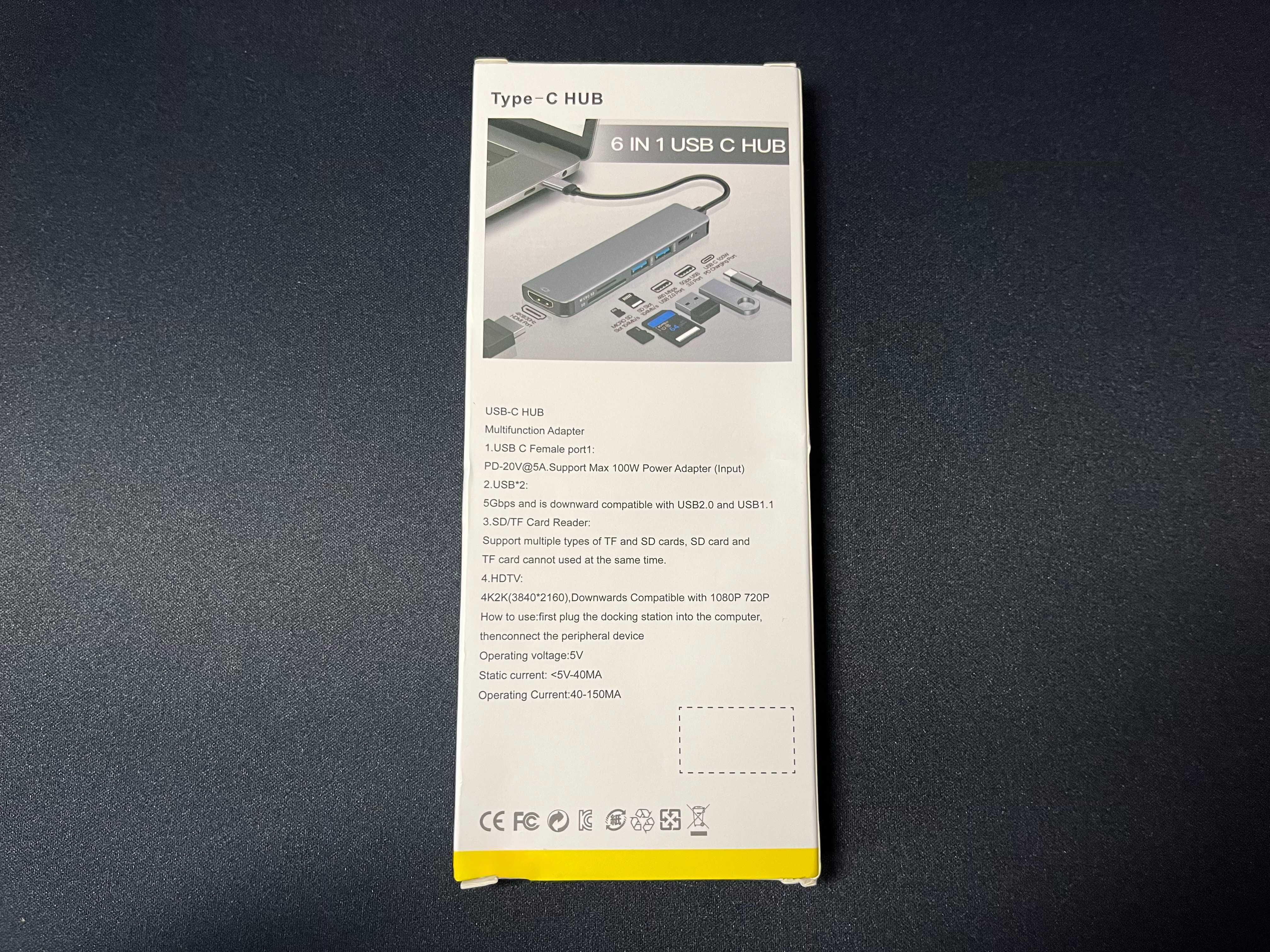 Адаптер Usb c Hub type c 6 в 1 HDMI PD SD TF macbook 4K 30hz usb 3.0