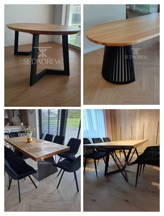 Stół stolik dębowy jesionowy loft rozkładany blat lite drewno