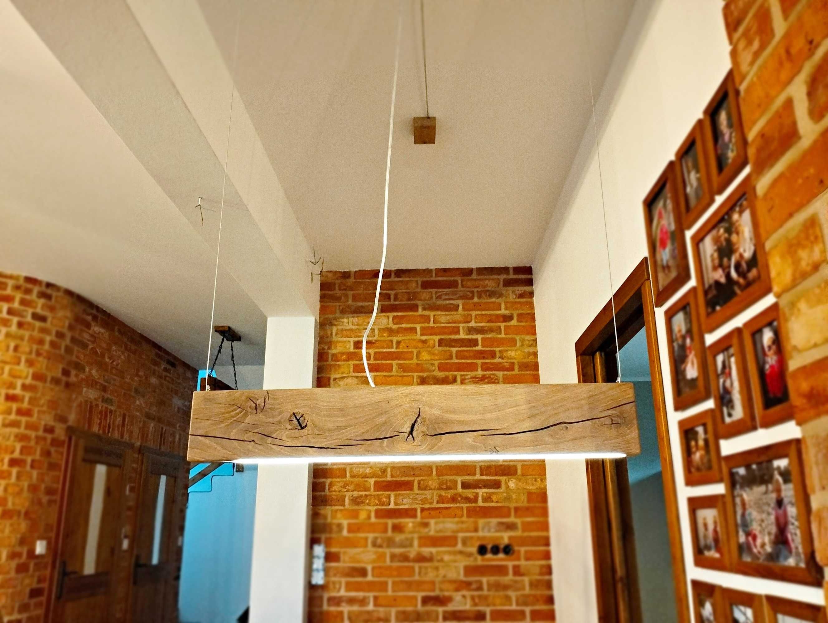 Lampa dębowa LED, żyrandol. Drewniana lampa nad stół, wyspę..Loft