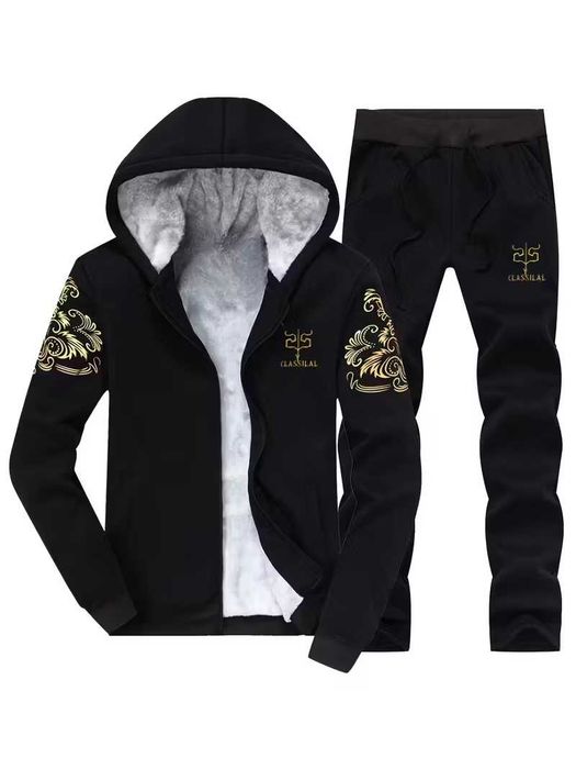 Осенне-зимний мужской спортивный комплект с флисовой толстовкой