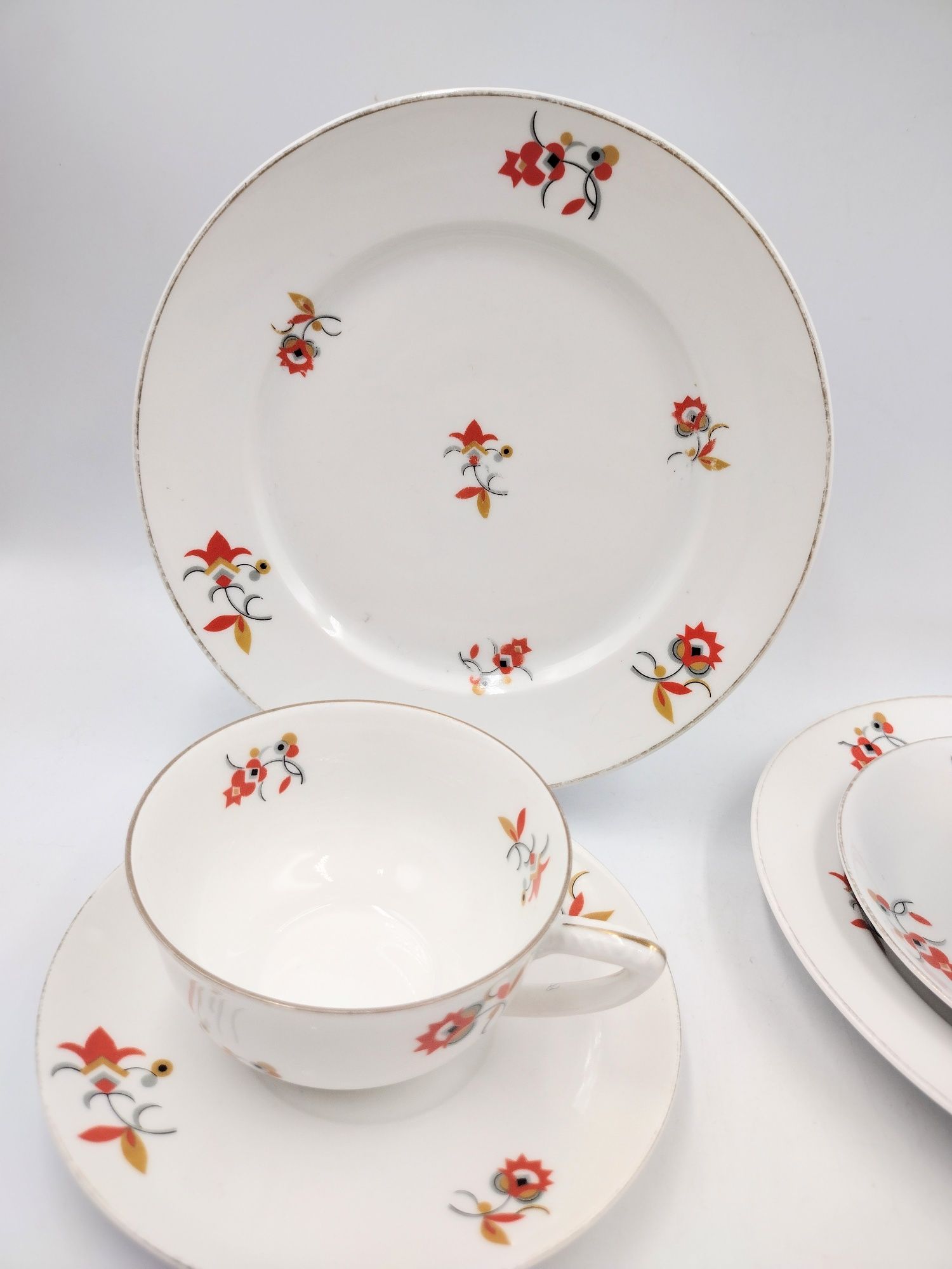 Zestaw trio filizanka porcelana Mitterteich Rieber art deco antyk