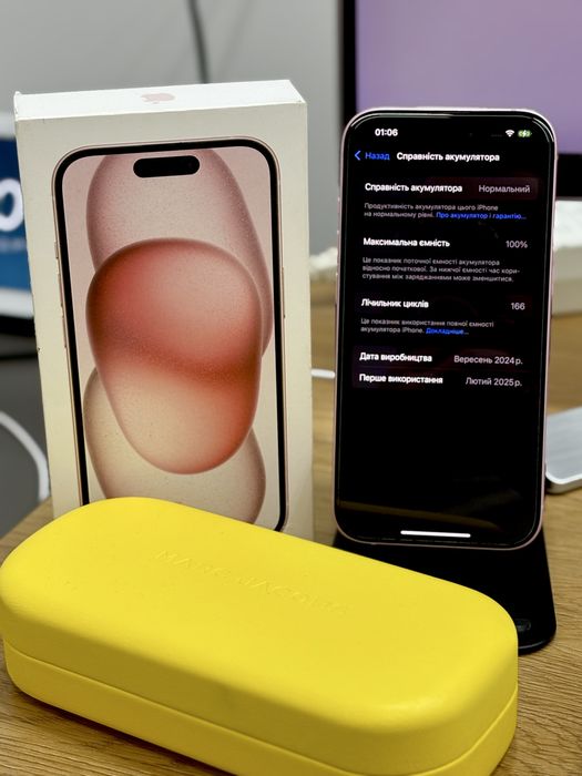 iPhone 15 128GB Pink (АКБ 100%, Гарантія Apple до 02.2026)