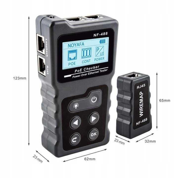 Profesjonalny tester sieci LAN, POE, RJ45, Noyafa, NF-488