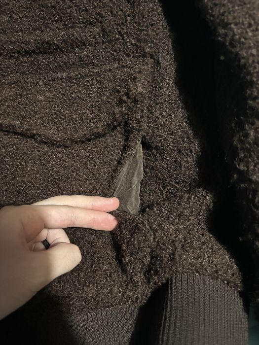 Casaco bouclé castanho Zara