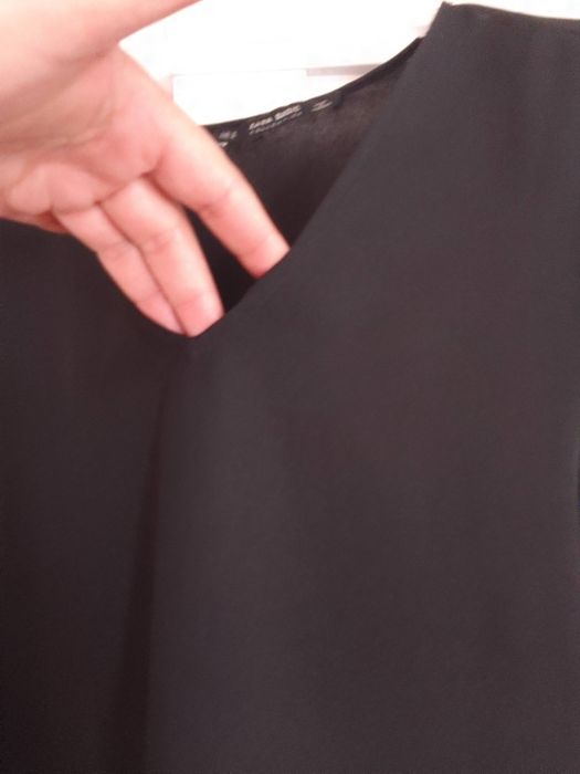 Tunika damska ZARA BASIC M nowa czarna z białym dołem