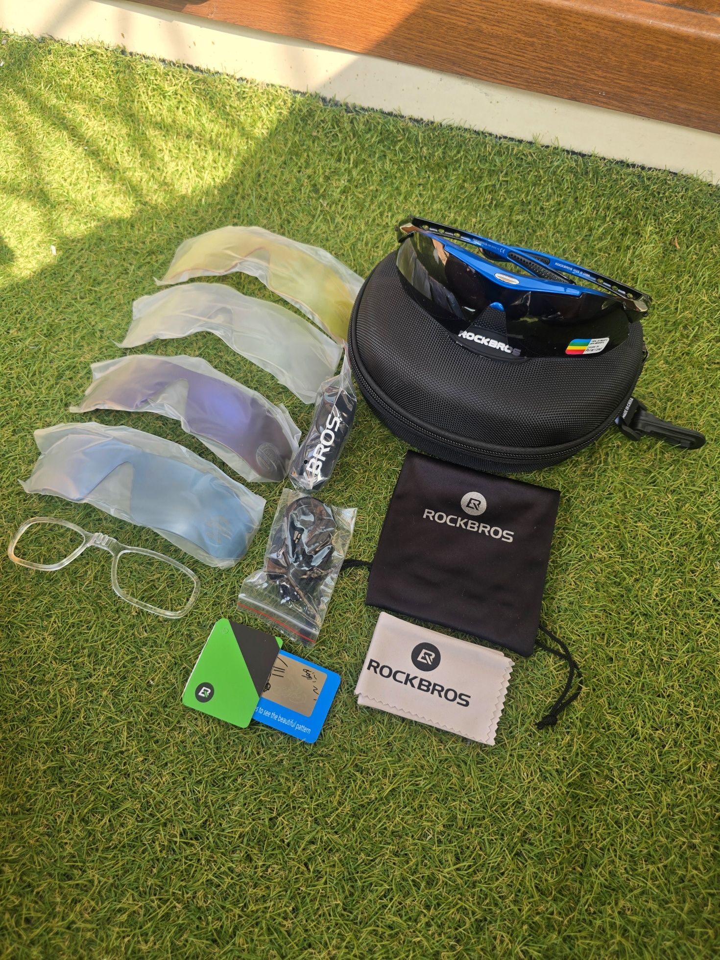 Okulary Rockbros fotochromowe polaryzacja + 5 soczewek rowerowe blue
