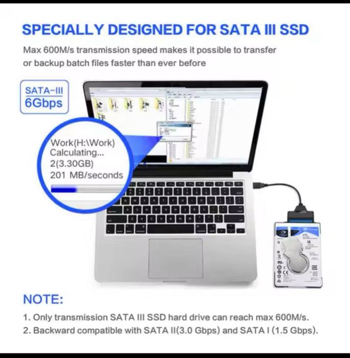 Адаптер Type-C на SATA | Підключення SSD / HDD до ноутбука та ПК