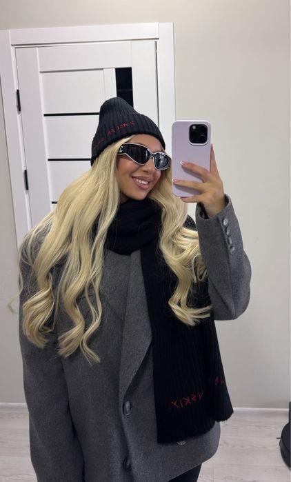 Шапка жіноча зимова  шарф чорна коричнева ryslan baginskiy  багінський