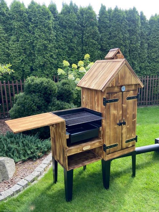 Wędzarnia Drewniana Ogrodowa z Grillem 2 w 1
