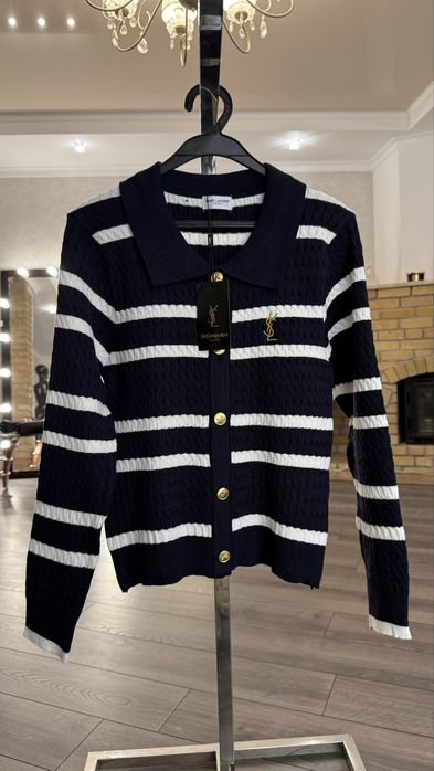 Кофта поло ysl с длинным рукавом