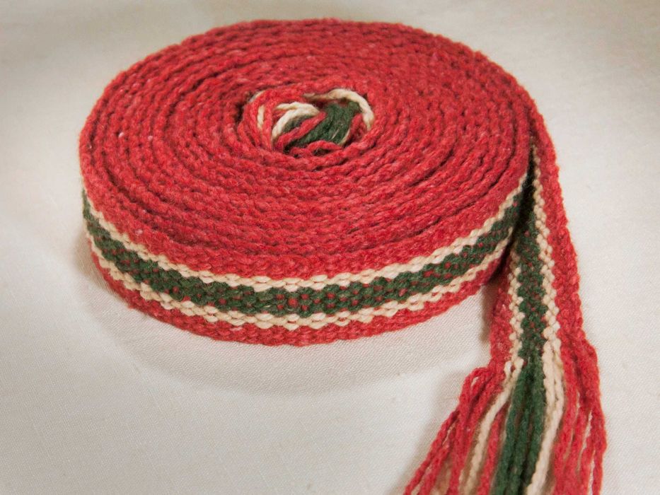 Krajka ręcznie tkana z wełny do rekonstrukcji Słowianie Wikingowie