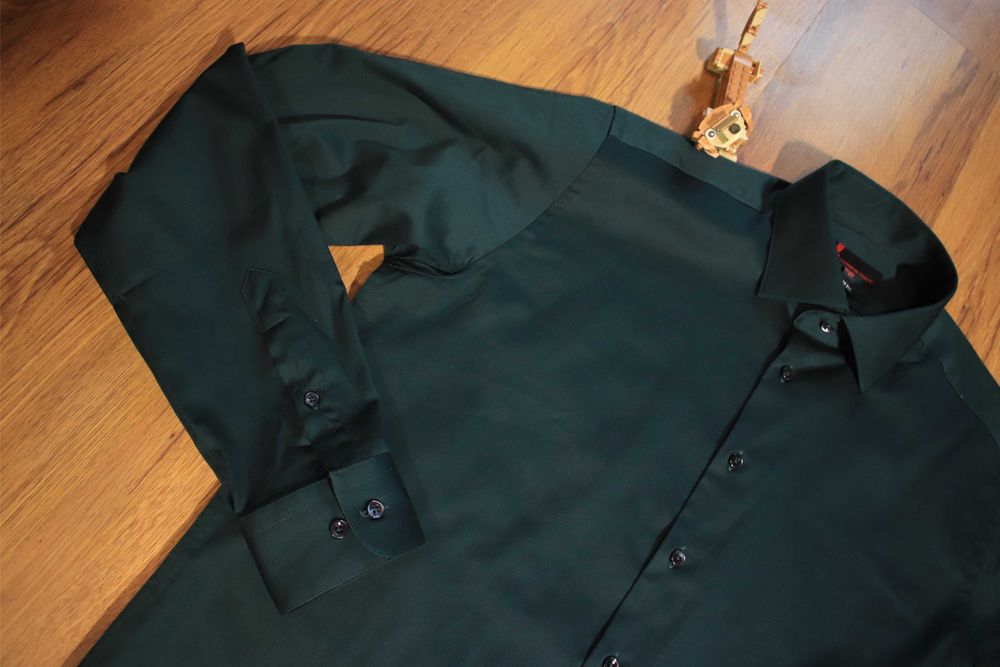 Koszula Dressmann r. L 42/42 męska zielona dł rękaw elegancka