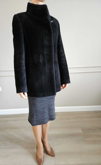 Luksusowa, ciepła kurtka z czarnej alpaki - extra look!