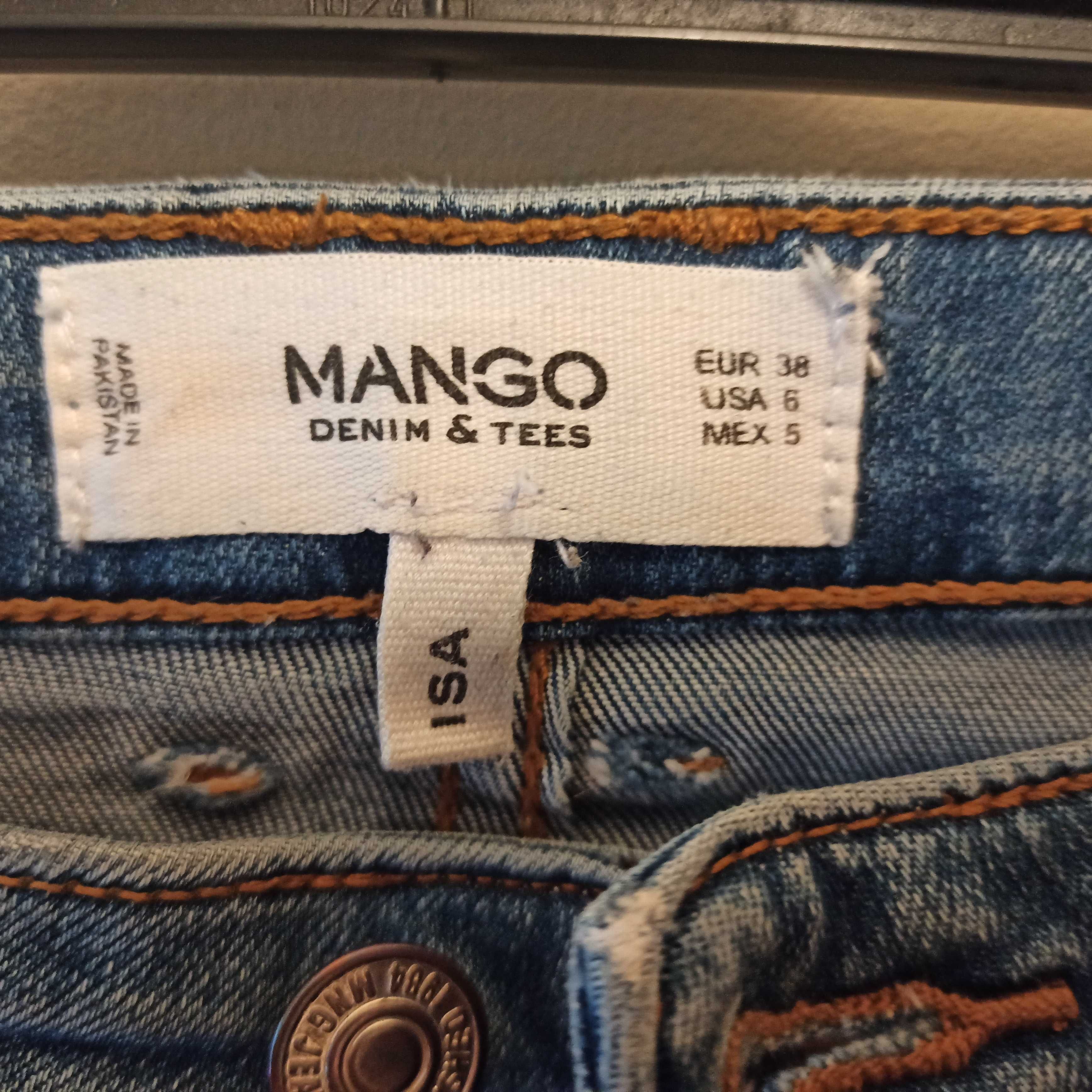 Niebieskie jeansy Mango spodnie niebieskie rurki Mango przylegające