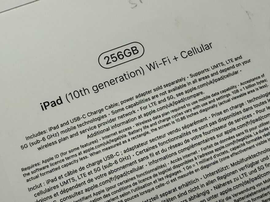 Apple iPad 10th Gen 10,9" 4 GB/256GB CELLULAR SILVER MCMN4NF/A 5G