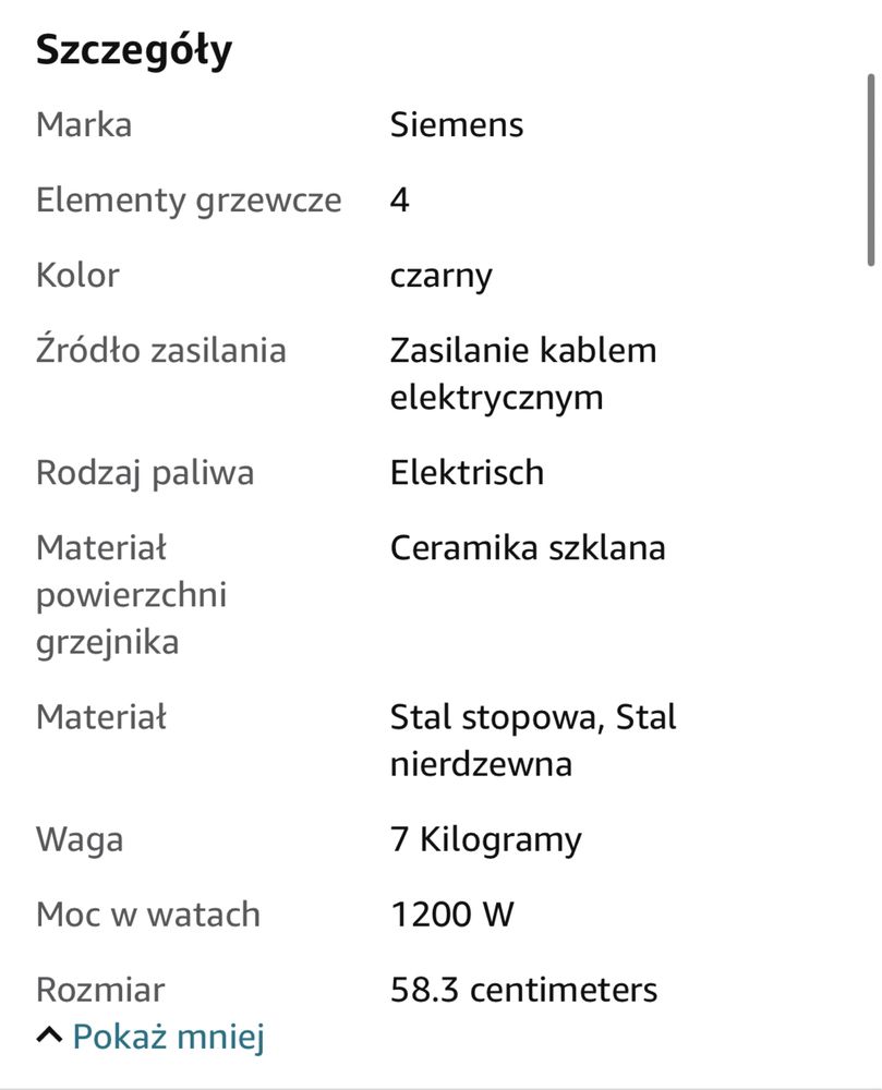 Siemens EA645GE17 iQ100 płyta kuchenna ceramiczna Outlet