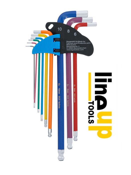 Jogo de Chaves Multicor longas sextavado 1,5 - 10 mm | 9 peças GERMANY