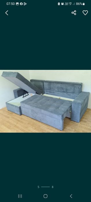 Nowy Narożnik sprężyny automat sztruks welur plusz kanapa sofa rogówka