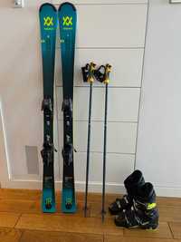 Narty Volkl Jr Pro 140 cm + Buty Fisher RC4 60 24.5 + kijki Leki 105cm