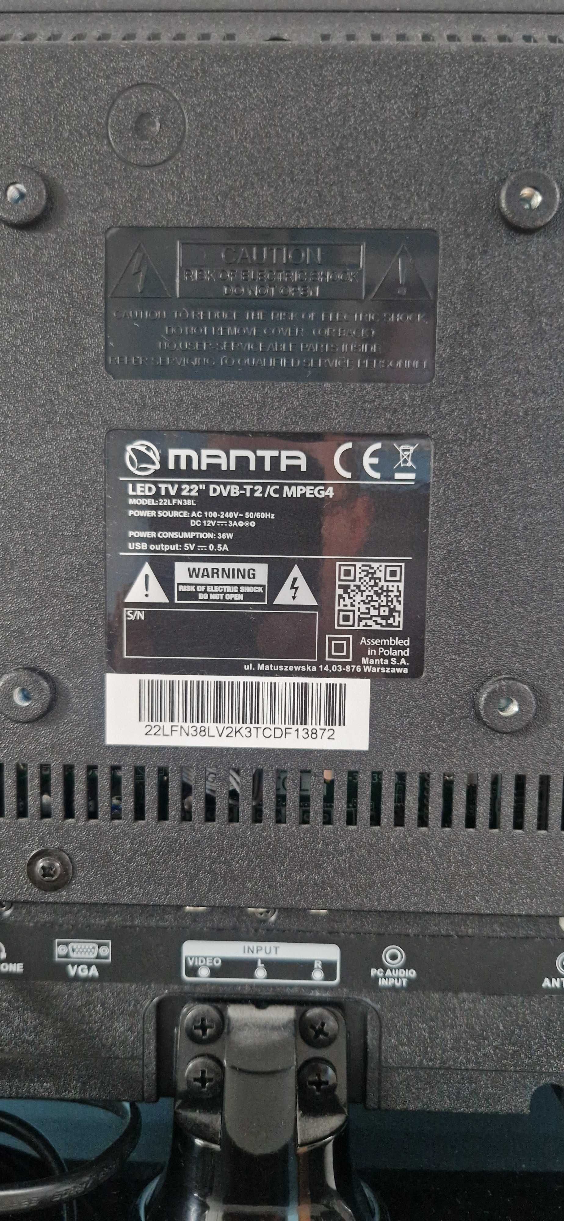 Manta LED tv 22"DVBT2/C MPEG4
