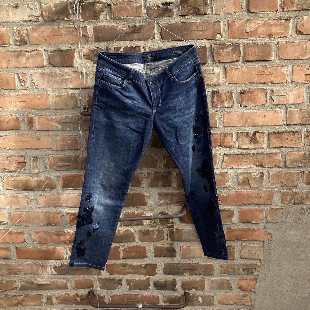 Spodnie jeansy guess rurki z cekinami y2k