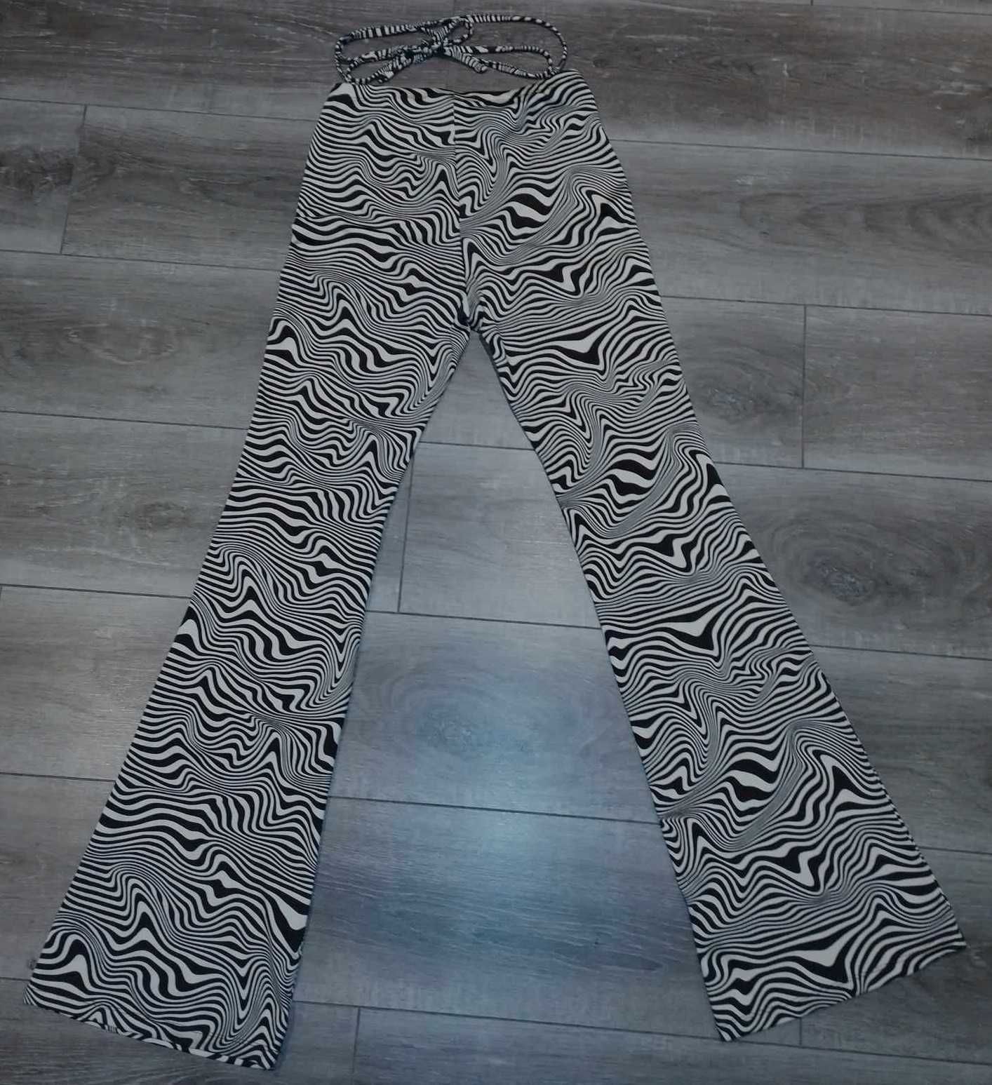 Spodnie szerokie nogawki, beż, brąz, r. 34/XS, H&M