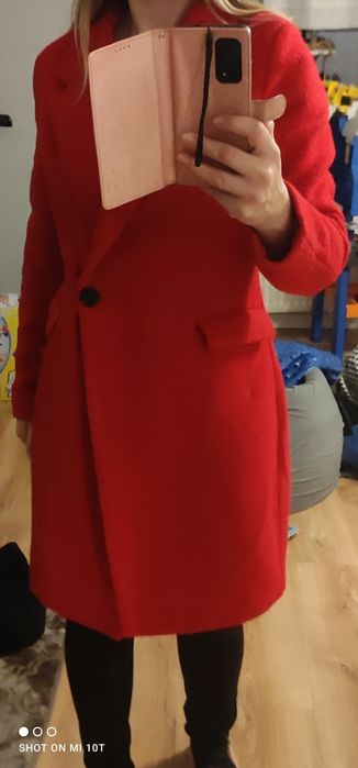 Płaszcz  mohito wełniany 36 kurtka zimowa czerwona płaszczyk