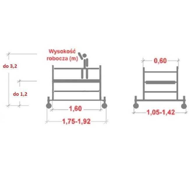 Wypożyczę RUSZTOWANIE 3m uniwersalne aluminiowe mobilne zewnętrzne