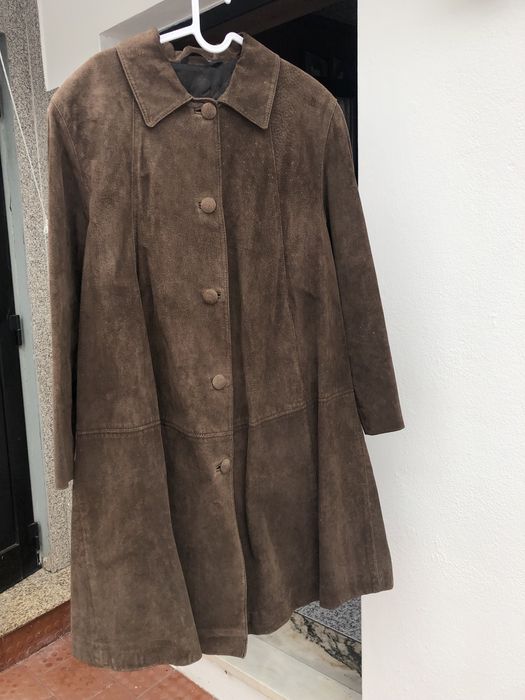 Casaco de pele de cor castanho, L