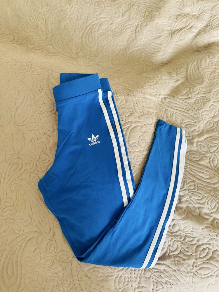 Legginsy Adidas Originals xs 34 nowe niebieskie kobaltowe