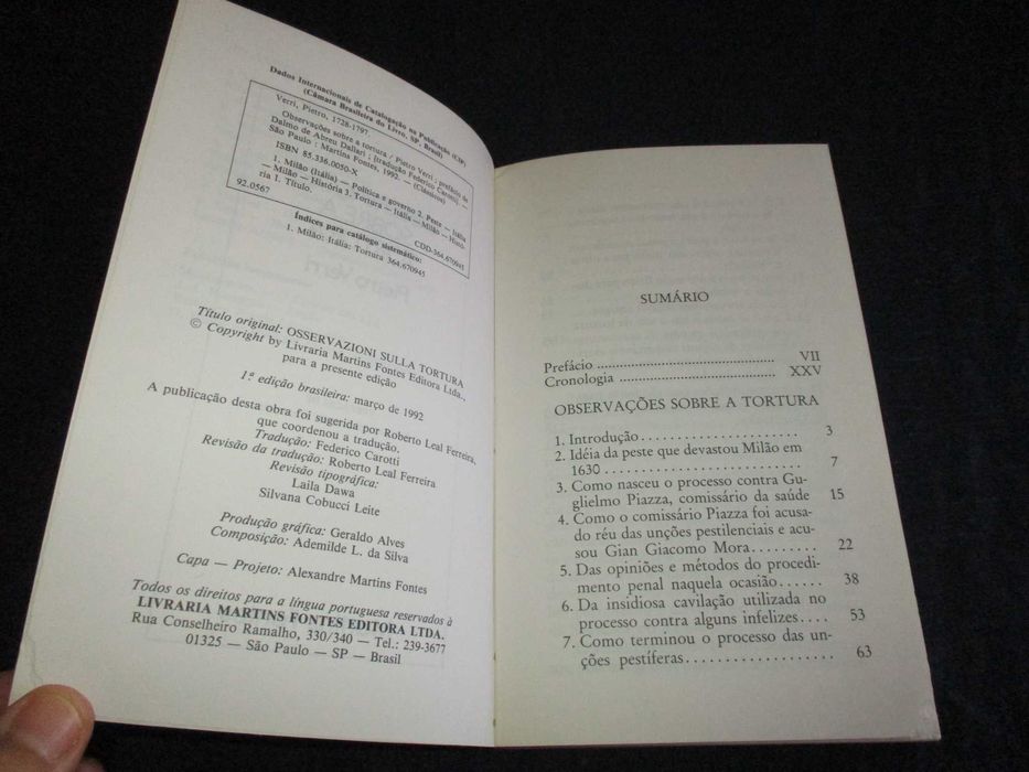 Livro Observações sobre a Tortura Pietro Verri